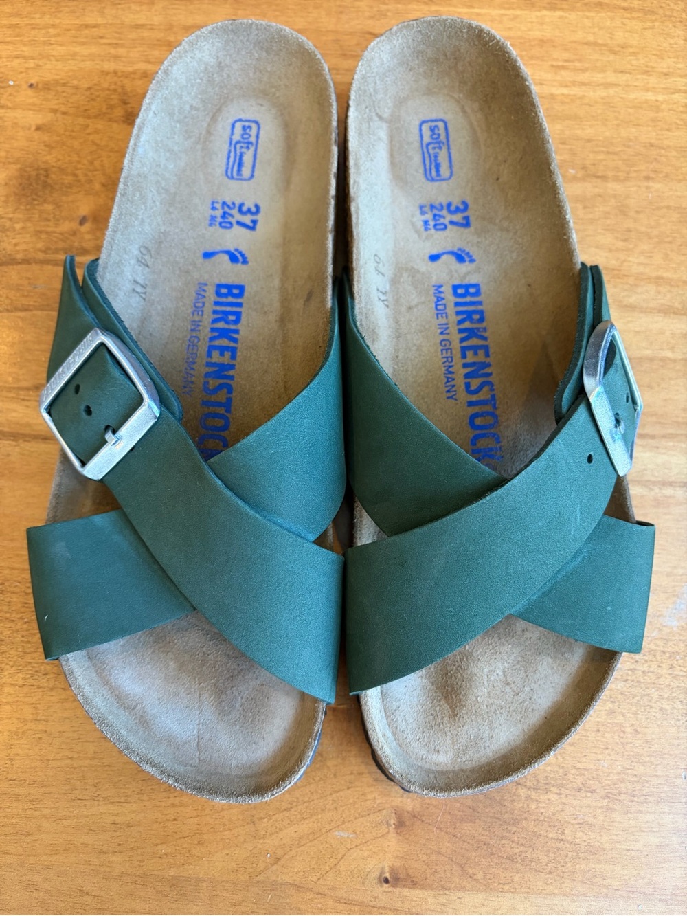 Birkenstock Green Cross-Strap Sandals